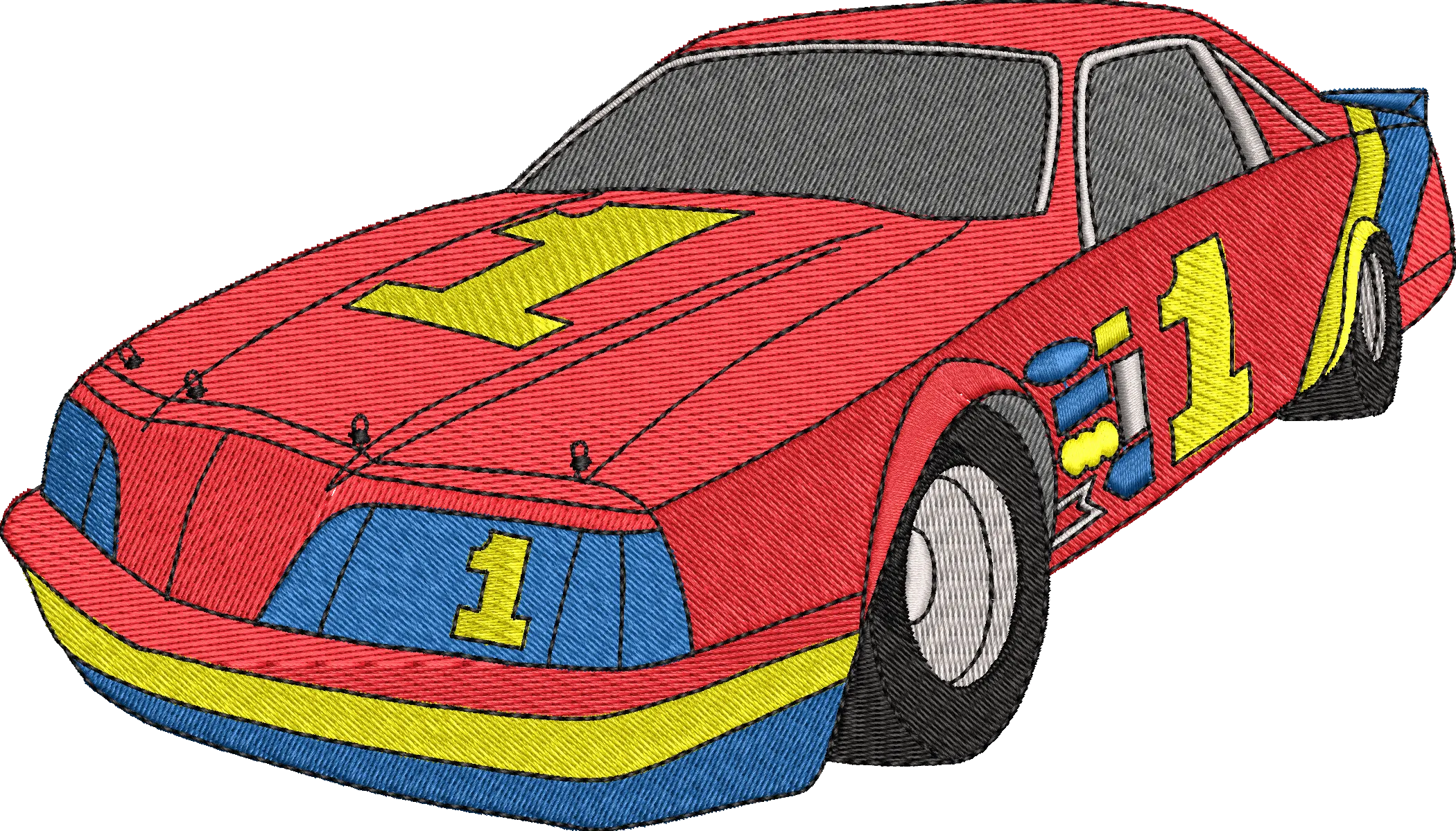 Red Race Car Number One Embroidery  embroidery pattern preview
