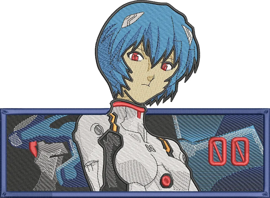  Rei Ayanami with EVA Unit 00 Patch  embroidery pattern preview