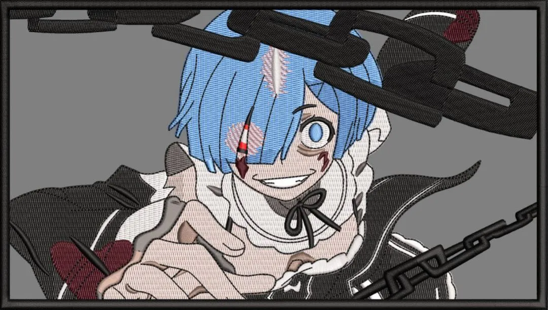  Rem with Chains Embroidery Patch Style  embroidery pattern preview