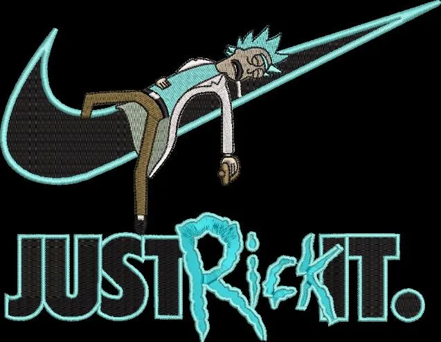  Rick Sanchez on Nike Swoosh Just Rick It Parody  embroidery pattern preview
