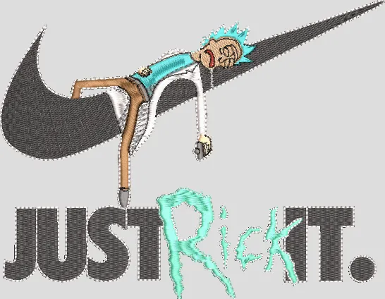  Rick Sanchez on Nike Swoosh with Just Rick It Text  embroidery pattern preview