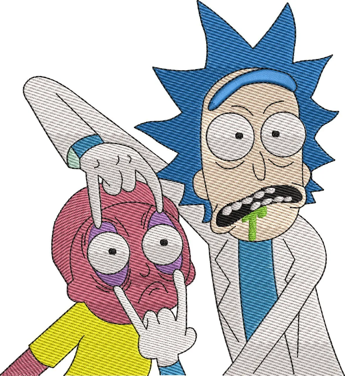  Rick and Mr Meeseeks Funny Face Embroidery  embroidery pattern preview