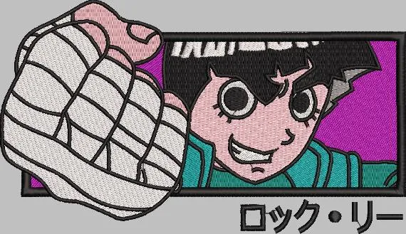  Rock Lee Punching Pose Pink Background  embroidery pattern preview