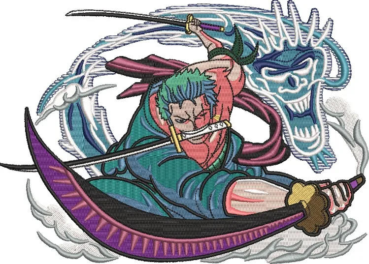  Roronoa Zoro with Dragon Spirit Attack  embroidery pattern preview