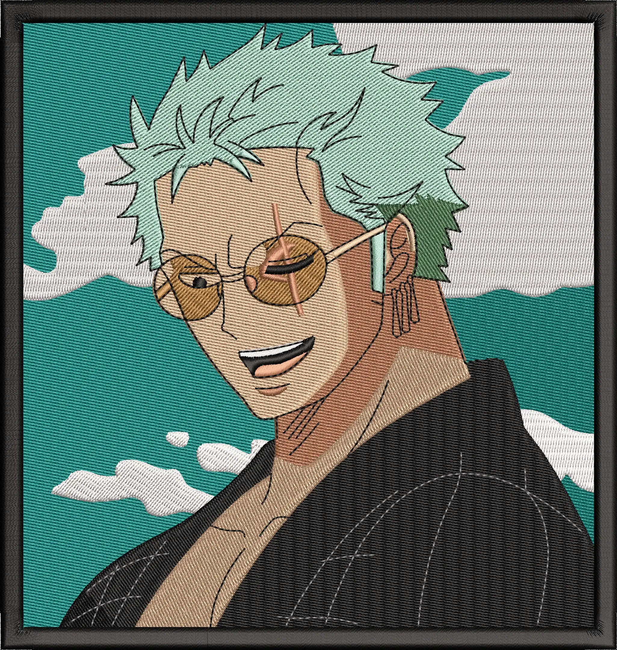  Roronoa Zoro with Sunglasses Embroidery Patch  embroidery pattern preview
