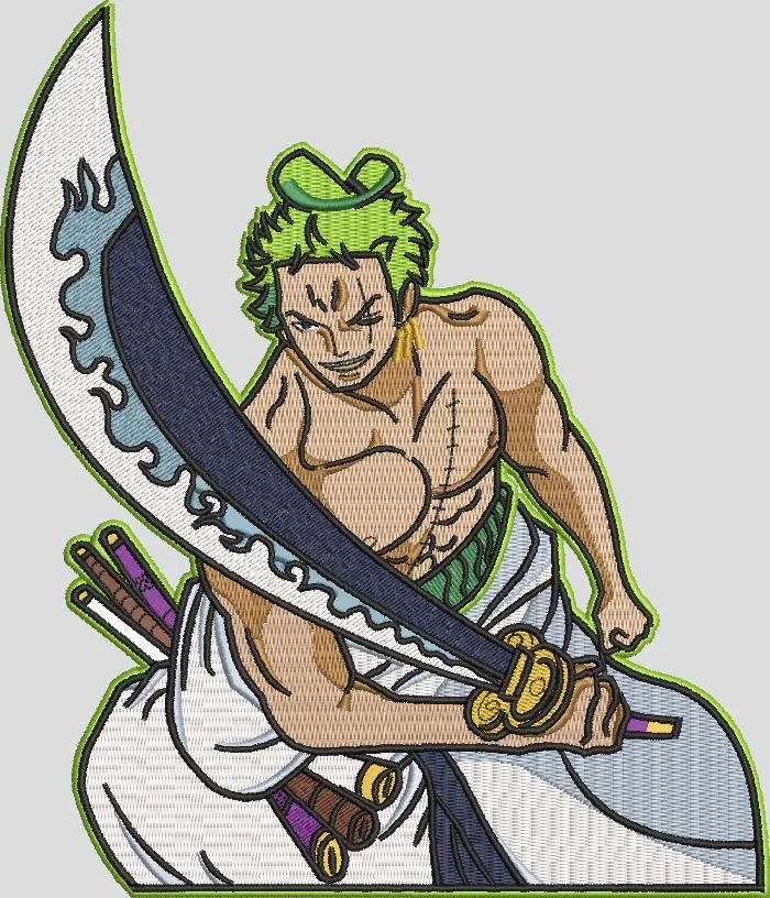 Roronoa Zoro with Three Swords  embroidery pattern preview