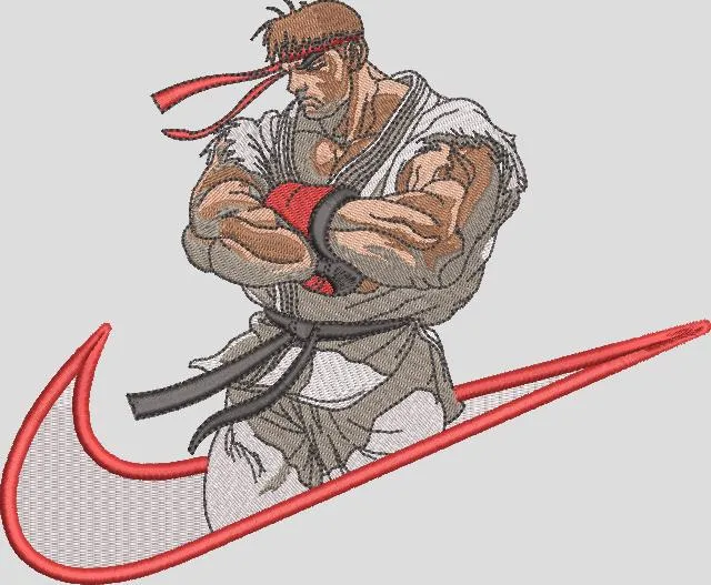  Ryu Street Fighter Inside Nike Swoosh  embroidery pattern preview
