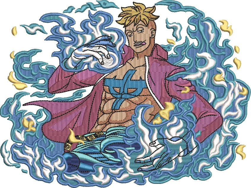  Sabo with Dragon Flames Embroidery Style  embroidery pattern preview