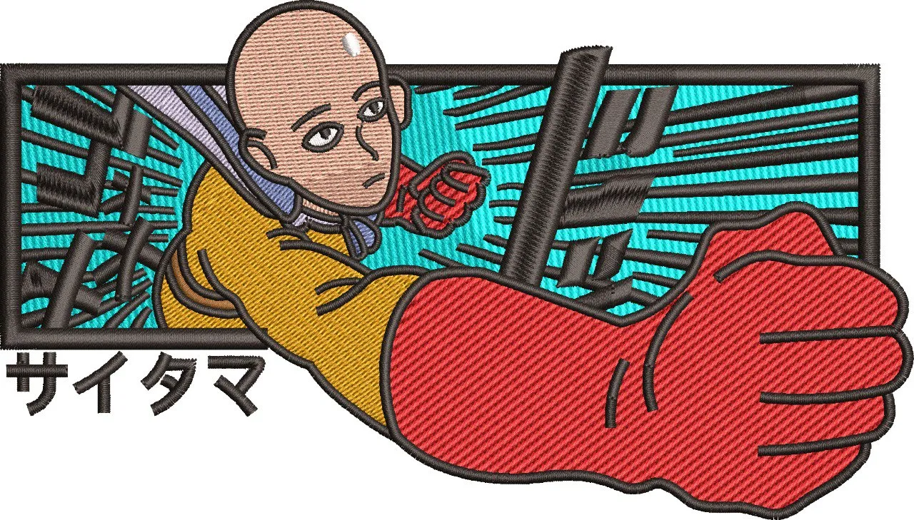  Saitama Punch Embroidered Patch  embroidery pattern preview
