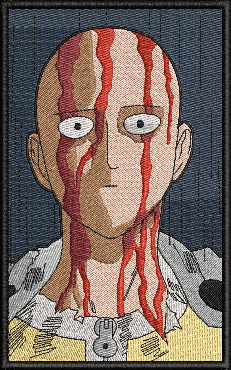  Saitama with Blood Streams Embroidered Patch  embroidery pattern preview