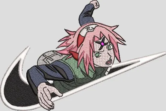  Sakura Haruno on Nike Logo  embroidery pattern preview