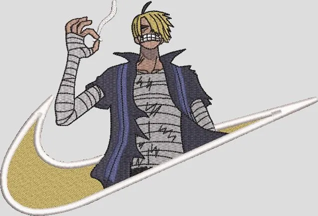  Sanji One Piece in Nike Swoosh  embroidery pattern preview