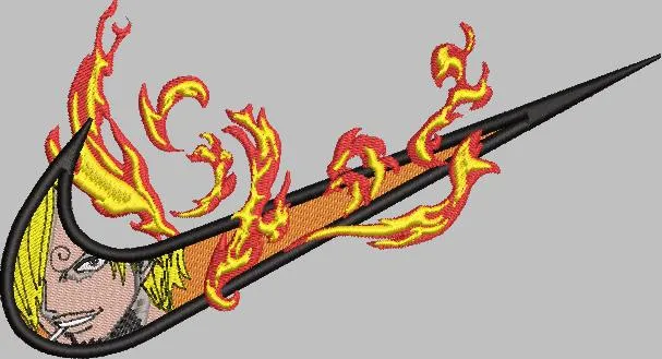  Sanji in Flaming Nike Swoosh  embroidery pattern preview