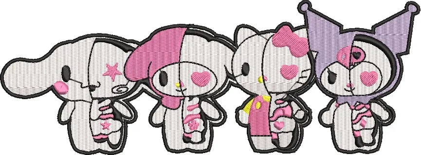  Sanrio Characters Pastel Skeleton Patch  embroidery pattern preview