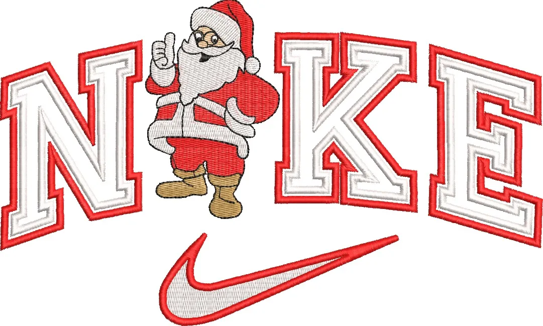  Santa Claus with Nike Logo Text  embroidery pattern preview