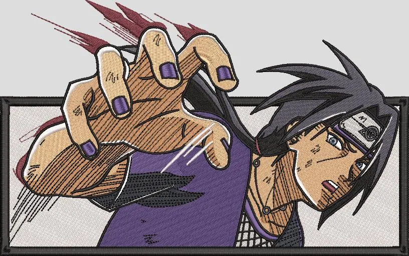  Sasuke Uchiha Action Pose Embroidery Patch  embroidery pattern preview