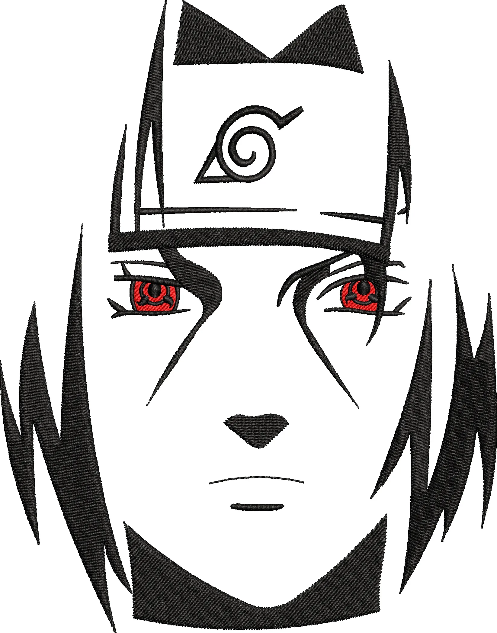  Sasuke Uchiha Face Outline with Sharingan  embroidery pattern preview