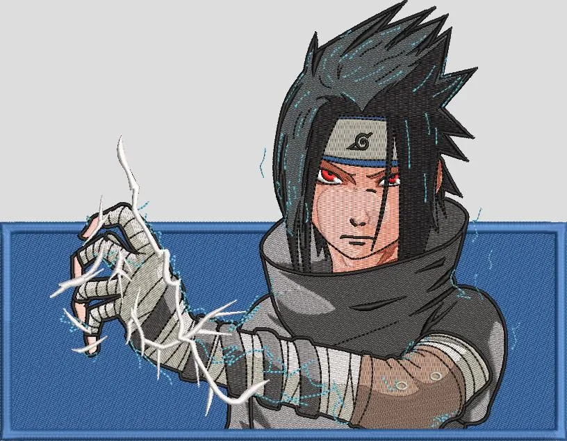  Sasuke Uchiha with Chidori Attack  embroidery pattern preview