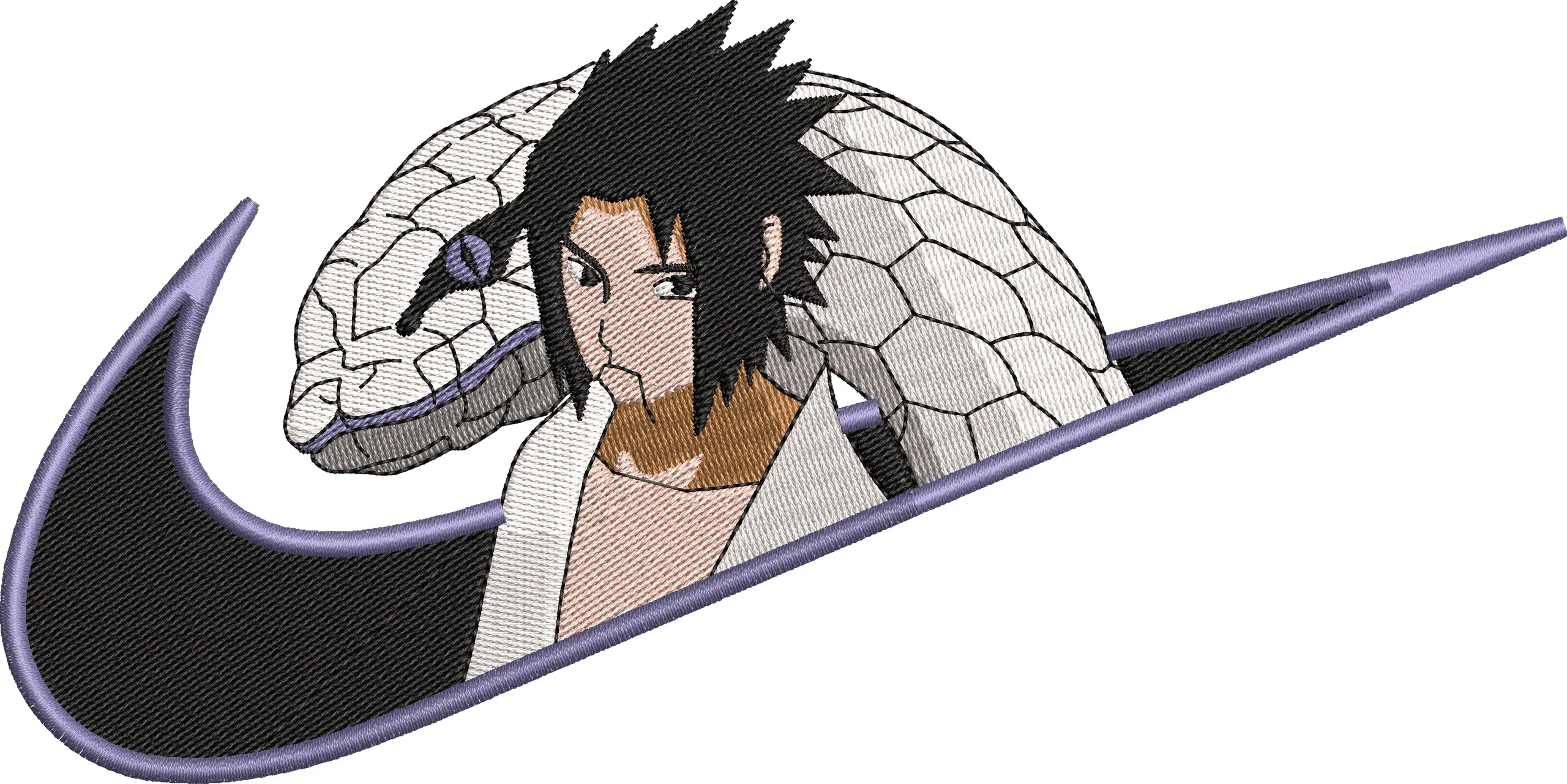  Sasuke Uchiha with Snake in Nike Logo  embroidery pattern preview