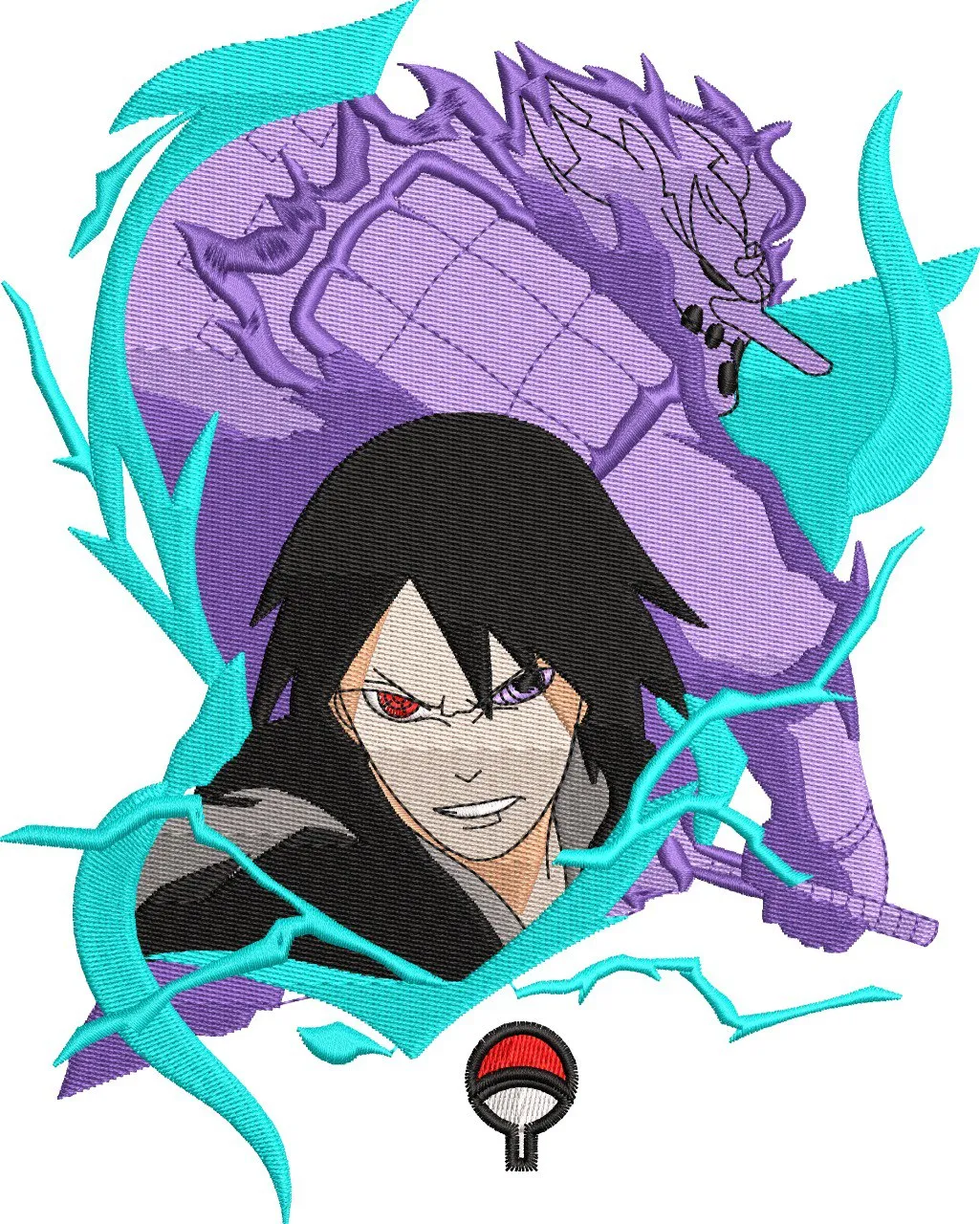  Sasuke Uchiha with Susanoo and Uchiha Clan Symbol  embroidery pattern preview