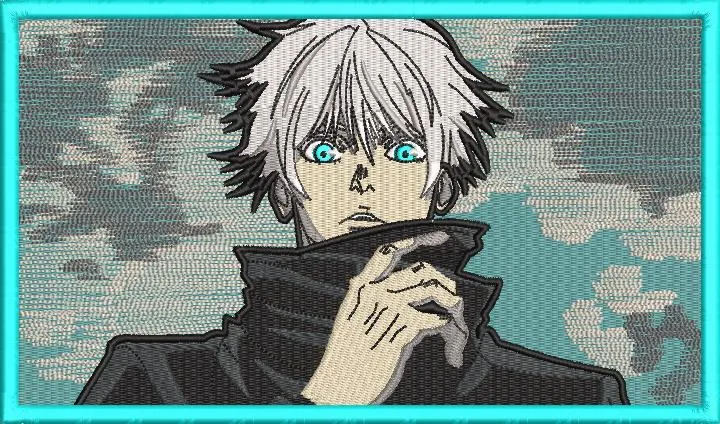  Satoru Gojo With Blue Eyes Embroidery Patch  embroidery pattern preview