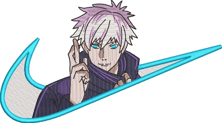  Satoru Gojo in Blue Nike Swoosh  embroidery pattern preview