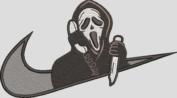  Scream Ghostface in Nike Swoosh  embroidery pattern preview