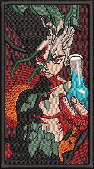  Senku Ishigami Holding Flask Dr Stone Embroidery  embroidery pattern preview