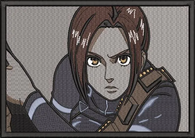  Serious Female Soldier with Brown Hair  embroidery pattern preview