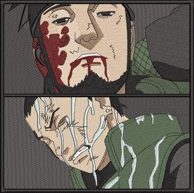  Shikamaru Crying with Asuma Injured Scene  embroidery pattern preview