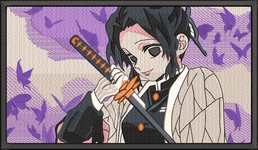  Shinobu Kocho with Sword and Purple Butterflies  embroidery pattern preview