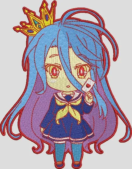  Shiro from No Game No Life Holding Card  embroidery pattern preview