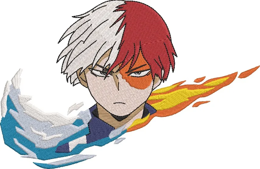  Shoto Todoroki Half Ice Half Fire Portrait  embroidery pattern preview