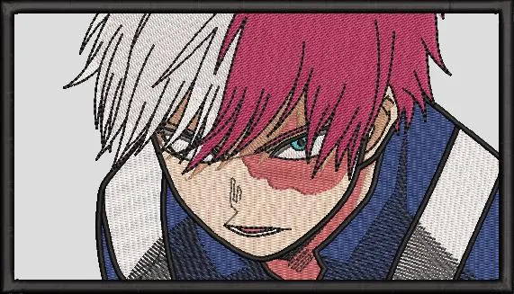  Shoto Todoroki Intense Portrait Embroidery Style  embroidery pattern preview