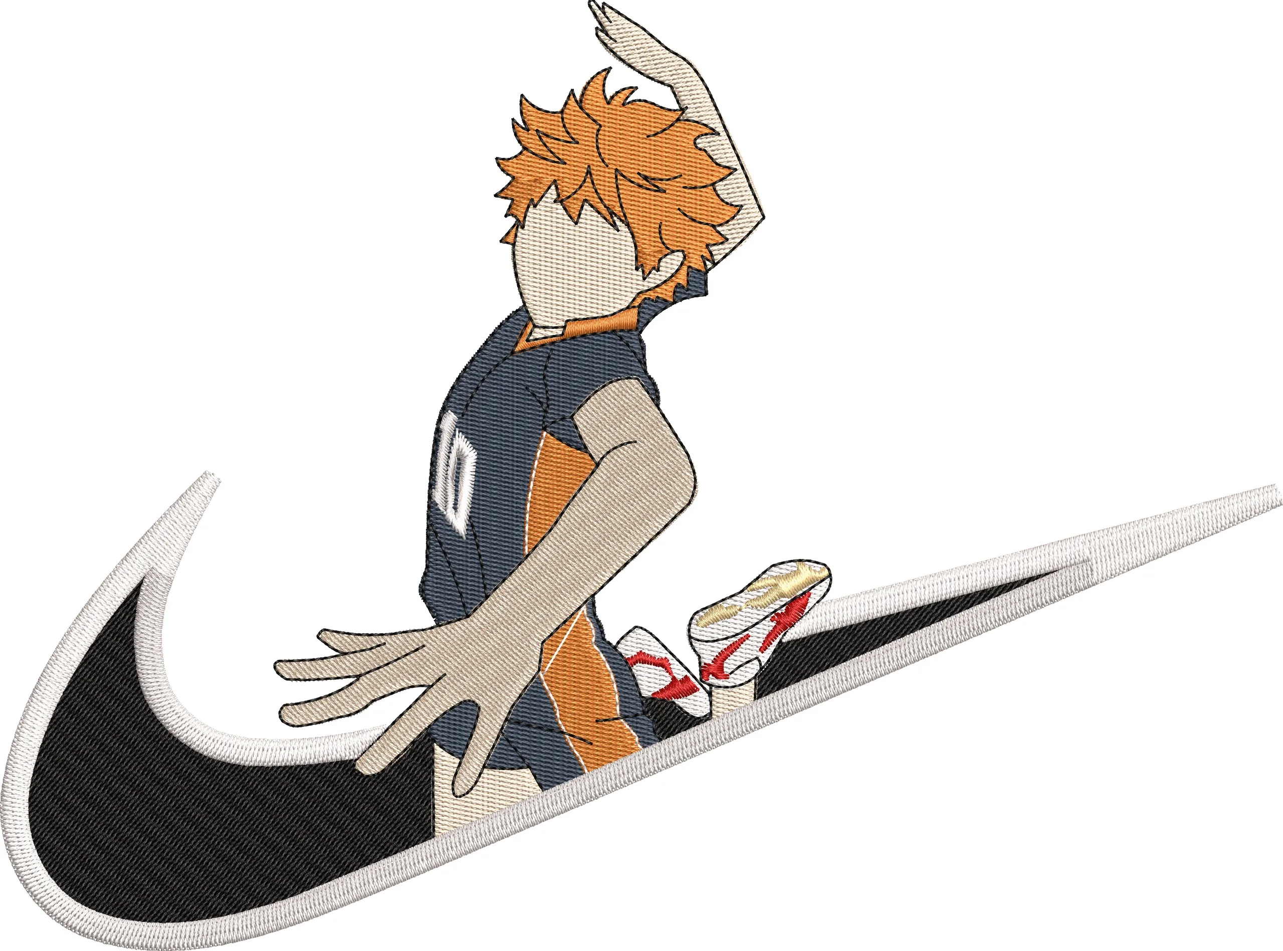  Shoyo Hinata Jumping Inside Nike Logo  embroidery pattern preview