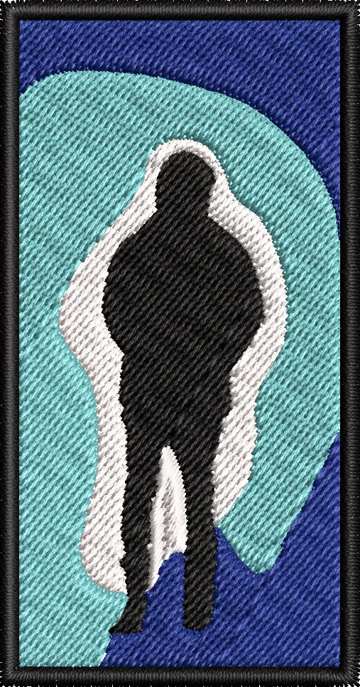  Silhouette Figure on Abstract Blue Patch  embroidery pattern preview