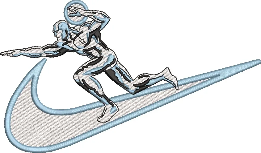  Silver Surfer on Nike Swoosh  embroidery pattern preview