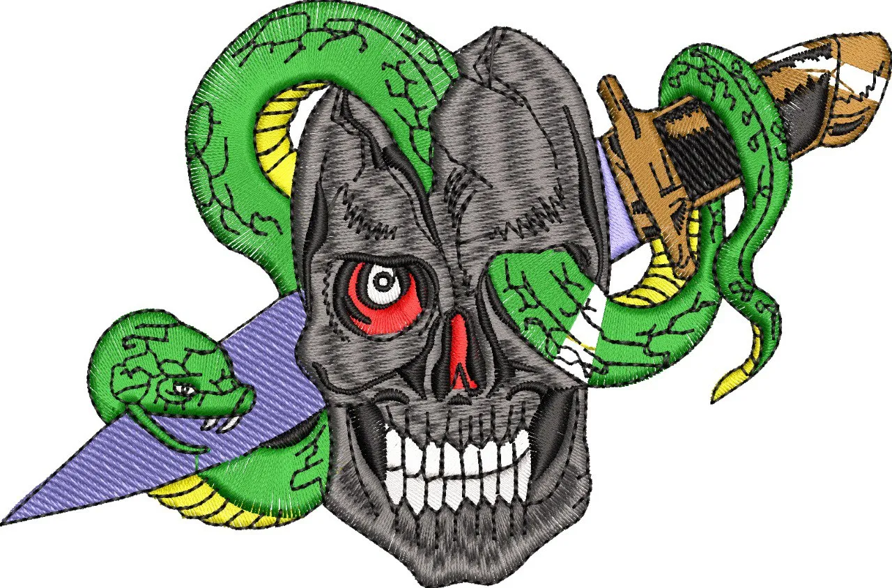  Skull Snake and Dagger Embroidery  embroidery pattern preview