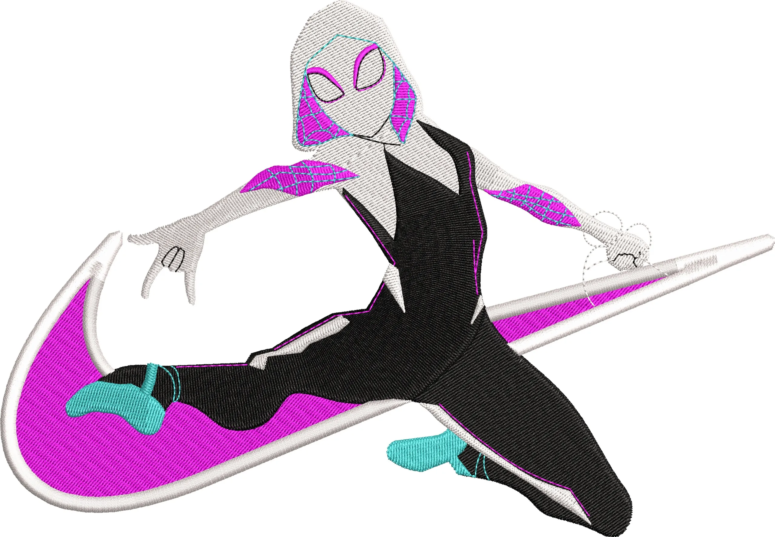  Spider Gwen on Nike Swoosh  embroidery pattern preview