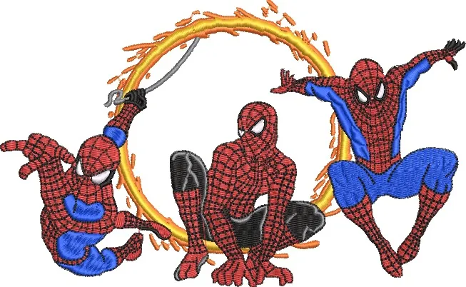  Spider Man Trio with Fiery Ring  embroidery pattern preview