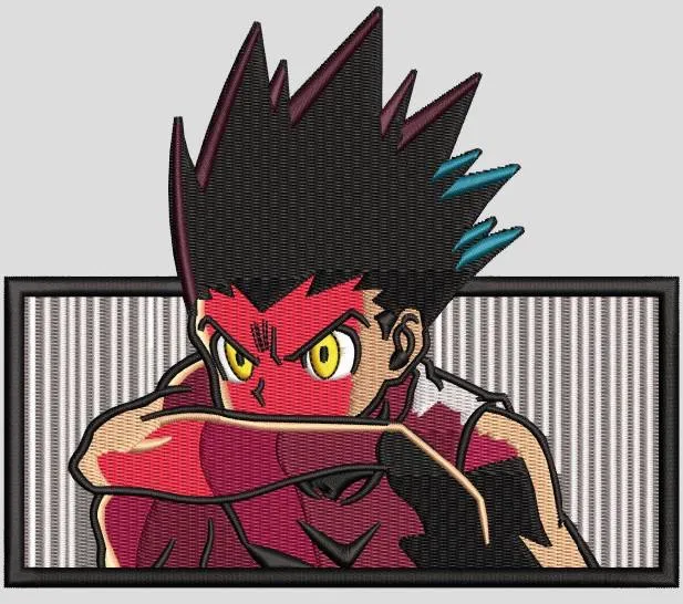  Spiky Haired Fighter with Intense Eye Glow  embroidery pattern preview