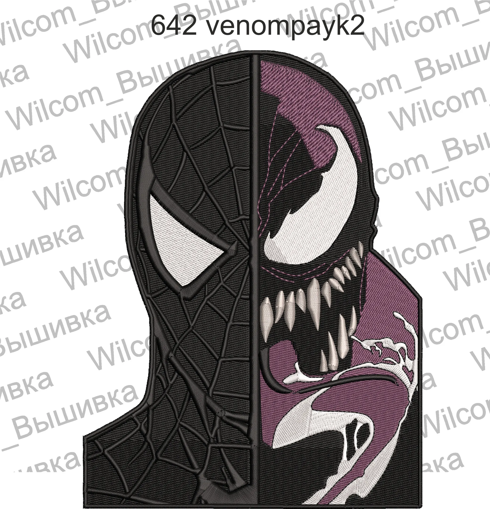  Split Face Spider Man and Venom Embroidery  embroidery pattern preview