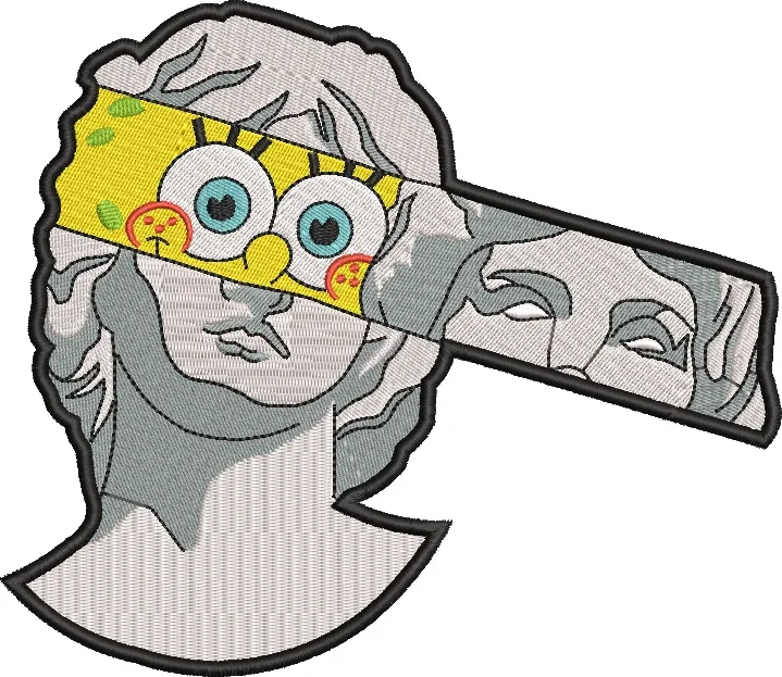  Spongebob in Classical Statue Mashup  embroidery pattern preview
