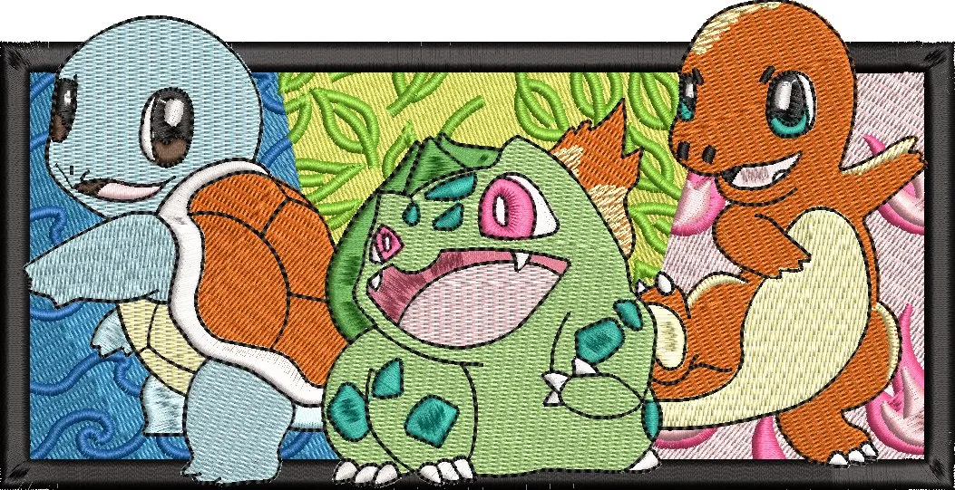  Squirtle Bulbasaur Charmander Embroidered Patch  embroidery pattern preview