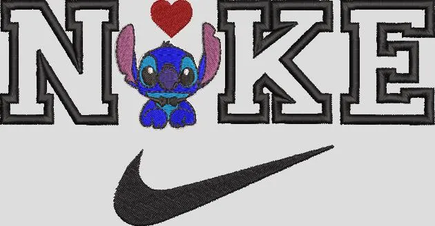  Stitch with Heart in Nike Logo  embroidery pattern preview