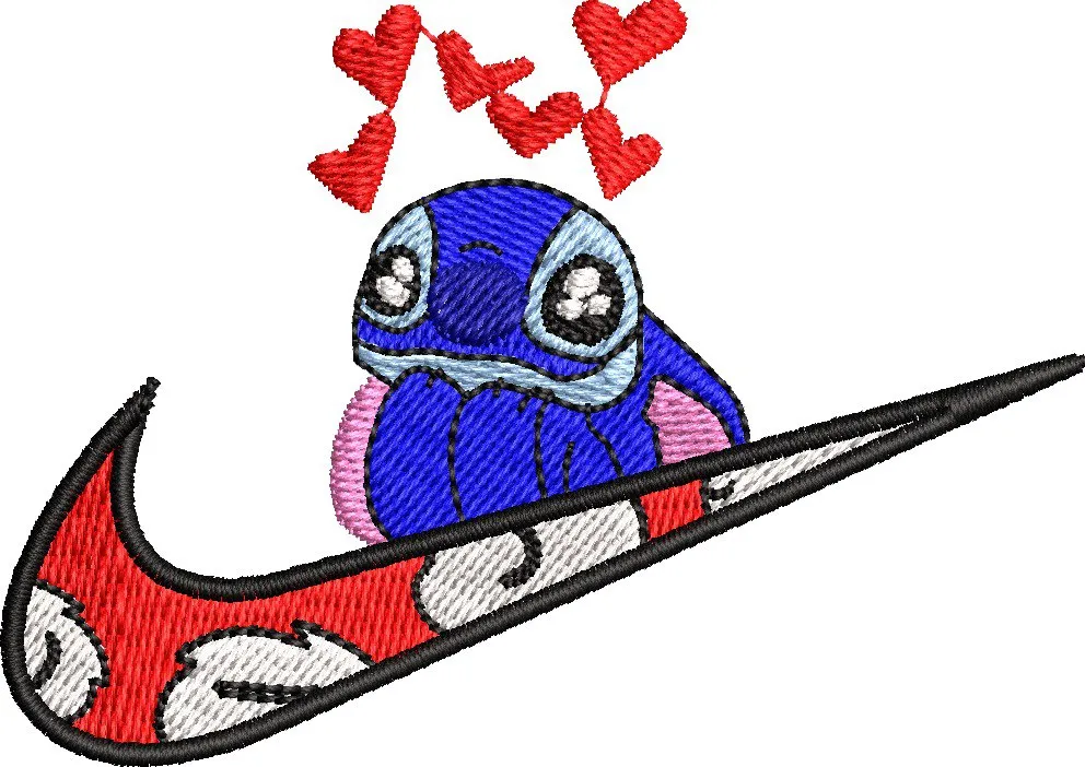  Stitch with Nike Swoosh and Hearts  embroidery pattern preview