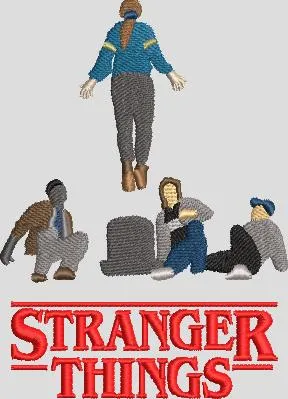  Stranger Things Characters Floating Scene  embroidery pattern preview