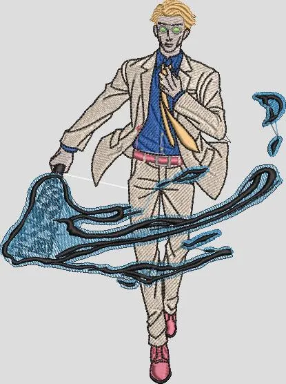  Stylish Man with Flowing Blue Paint  embroidery pattern preview