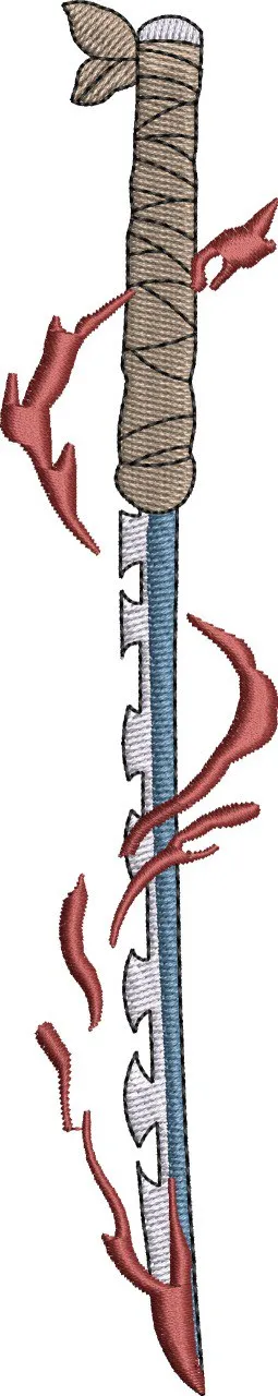  Stylized Katana with Red Flames  embroidery pattern preview