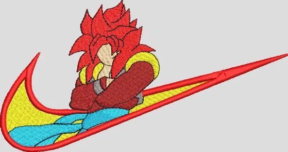  Super Saiyan 4 Goku on Nike Swoosh  embroidery pattern preview